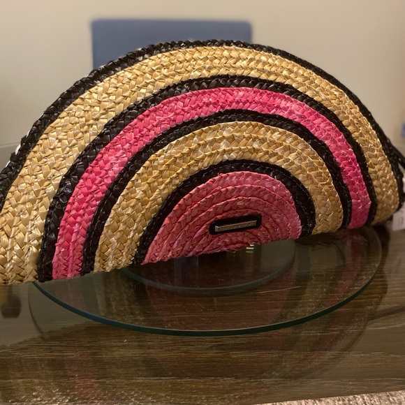 Rebecca Minkoff Pink and Black Woven Clutch - Picture 2 of 4
